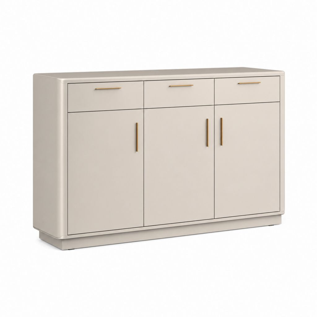 Buffet 3 portes 3 tiroirs beige en panneaux MDF rectangulaire 160 x 40 x 90 cm