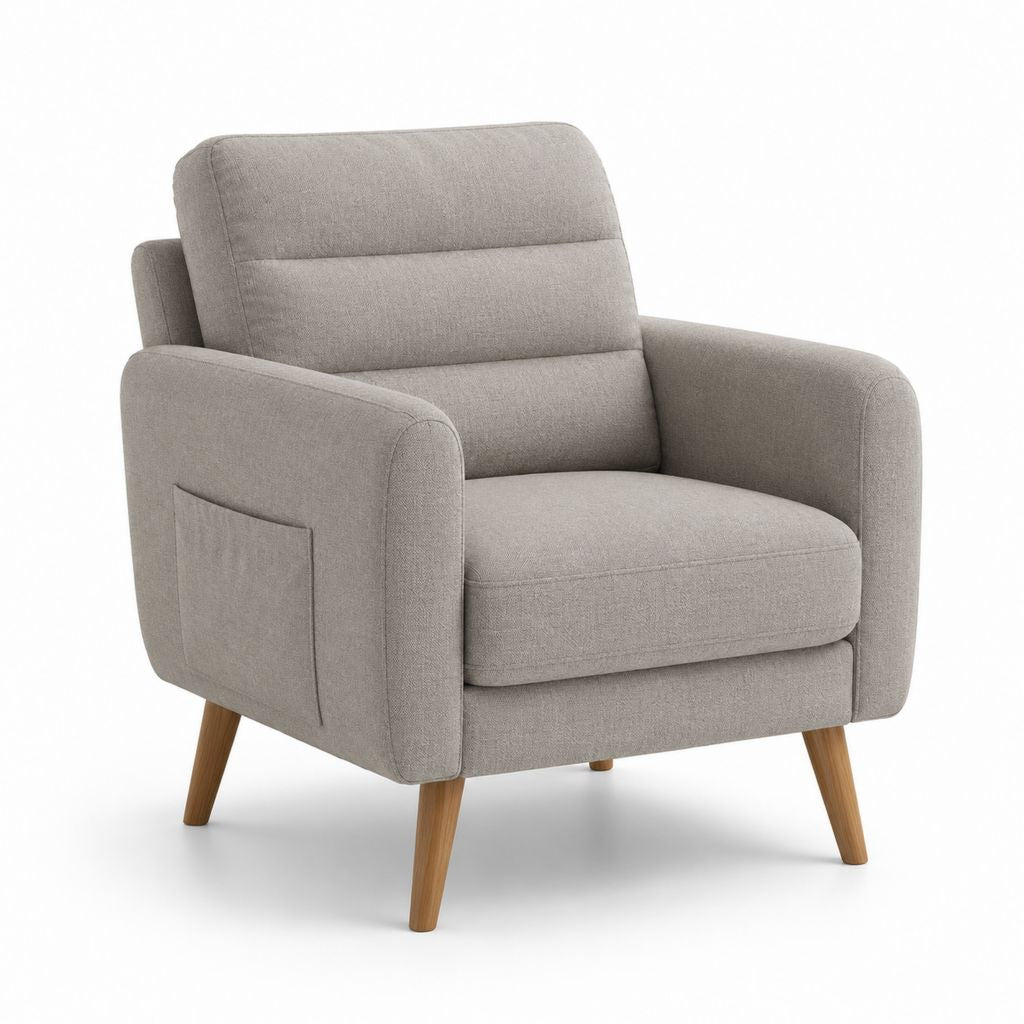 Fauteuil de salon gris en polyester à dossier haut 80 x 82 x 88 cm