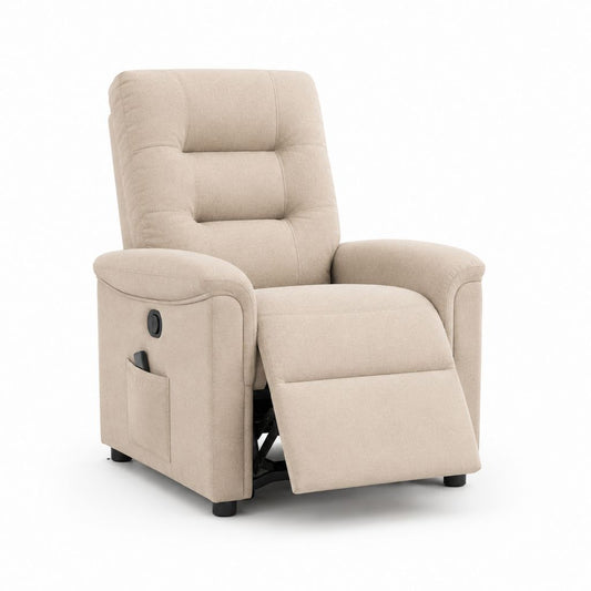 Fauteuil relax inclinable manuel beige en polyester 86 x 96 x 102 cm