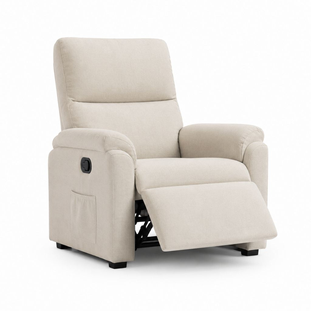 Fauteuil relax inclinable manuel beige en polyester 86 x 95 x 102 cm